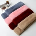 thumbnail image 3 of Trayknick Cross Scarf Faux Rabbit Fur Double-sided Thickened Soft Washable Keep Warm Pure Color Autumn Winter Women Neck Warmer Collar Scarf for Outdoor Khaki, 3 of 13