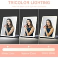 thumbnail image 3 of LED Foldable Travel Makeup Mirror - 7x9 inches 3 Colors Light Modes USB Rechargeable Touch Screen, Portable Tabletop Cosmetic Mirror for Travel, Cosmetic, Office (Black), 3 of 6