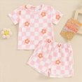 thumbnail image 2 of HCNTES Toddler Girl Outfit Cute Cartoon Printed Ruffle Short Sleeve Tee and Shorts 2 Piece Set 6M 12M 18M 24M 2T 3T 4T Toddler Baby Girls Summer Outfits, 2 of 8