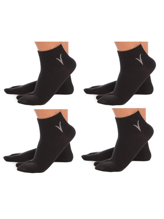 4 Pairs Black Ankle Casual VToe Flip-Flop Tabi Big Toe Socks