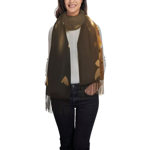 Rateoe Gold butterfly glitter Printed Women's Traditional Scarf Wrap Tassel Shawl Fringes Neck Head Shawl Retro Scarf