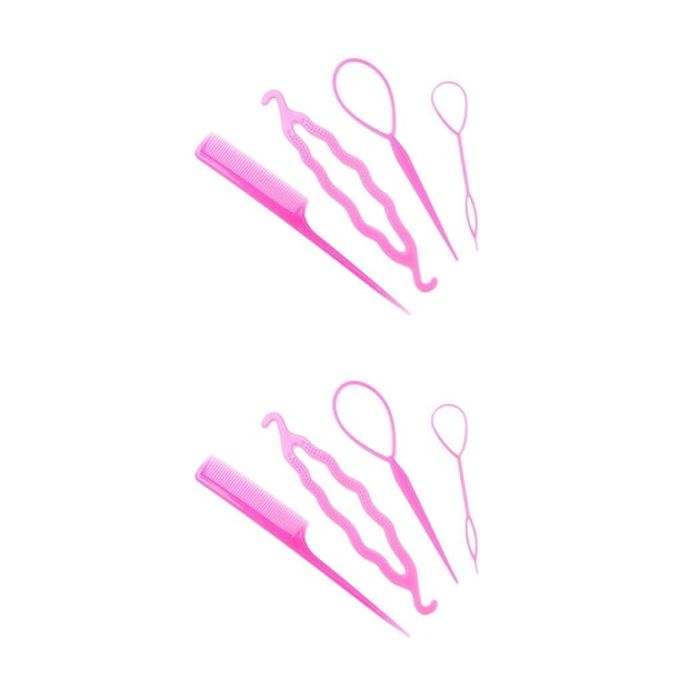 Qarigey Herramienta de cola de caballo para el cabello con de tracción Durable Buen seguro Loop Tail Styling Peinado Decoraciones rosa 2piezas
