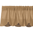 thumbnail image 2 of Natural Navy Tan Rustic & Lodge Kitchen Curtains Burlap Natural Check Rod Pocket Cotton Buttons Cotton Burlap 16x60 Valance, 2 of 3