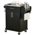 thumbnail image 1 of HOMCOM Kitchen Island, Rolling Kitchen Cart with Stainless Steel Top, Black, 1 of 10