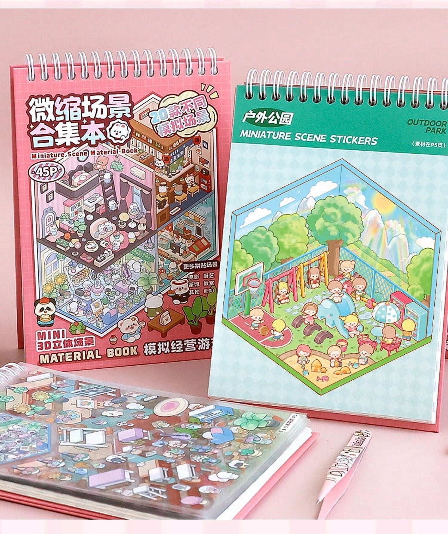 3pcs DIY Sticker Scene Reuseable and Waterproof Stickers Make Your Own Shop Scenes Sticker Cute Miniature Cartoon Stickers