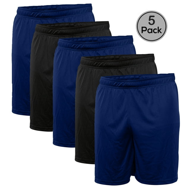 Blank Activewear Lot de 5 Shorts pour Jeunes, Tissu Performant à Séchage Rapide, 100 % Polyester
