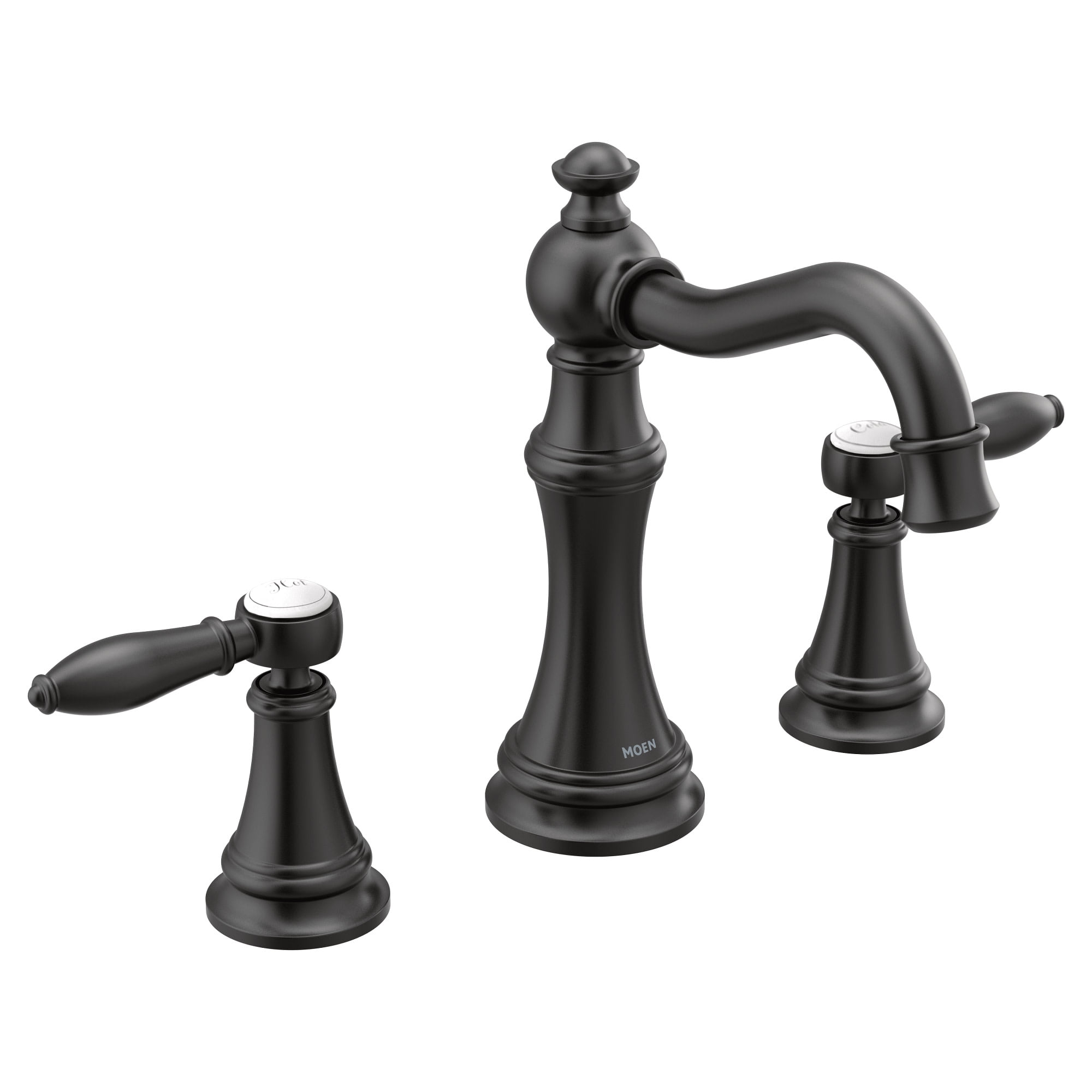 Moen Ts42108 Weymouth Double Handle Widespread Bathroom Faucet Black