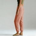 thumbnail image 6 of Cotton Linen Joggers for Women Ihhxva Casual with Pockets Elastic Waist Stretch Drawstring Pants Loose Fit Straight Leg Summer Lounge Tapered S-2XL, 6 of 6