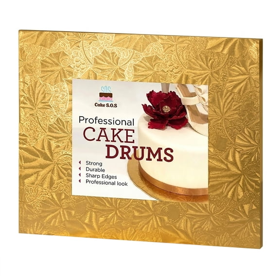 Cake S.O.S 14x10 inches Gold Rectangle Cake Drum Board, 1/2″ Thick, (1-Pack)