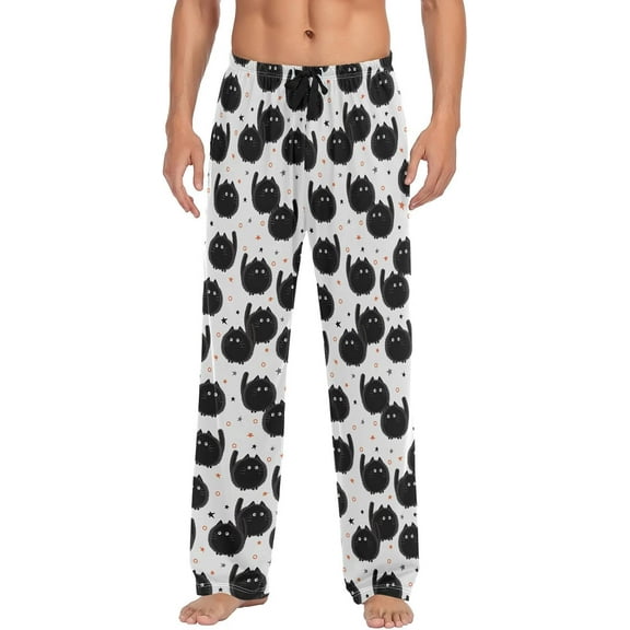 Top-kevin Halloween Spooky Cats Mens Pajama Bottoms With Pockets Mens Pj Pants with Pockets S