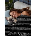thumbnail image 3 of Black White Geometric Twim XL Size Flat Sheet, Wrinkleproof & Fadeproof Cooling Flat Bed Sheet Only, Modern Striped Plaid Abstract Art Breathable Soft Bedding Top Sheets 66 x 102 Inches, 3 of 8