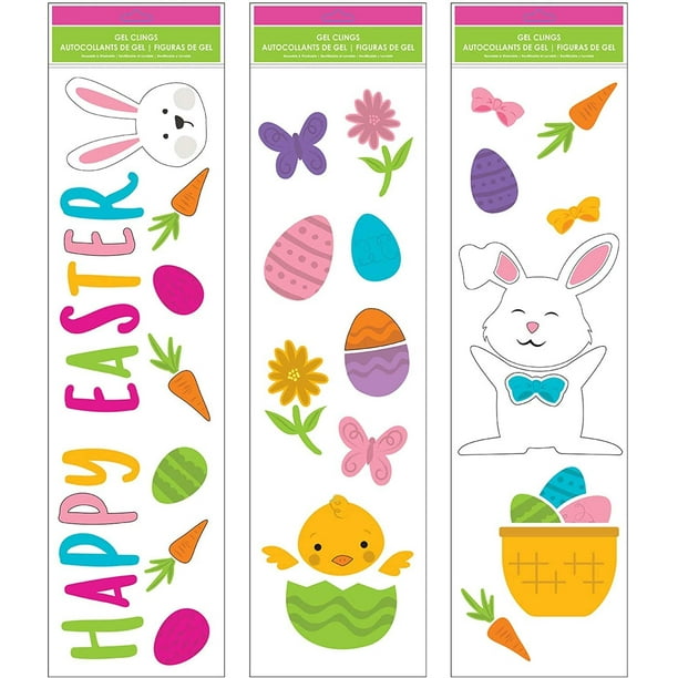Easter Window Gel Clings Pack of 3 Sheets of Easter Window Sticker