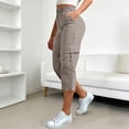 thumbnail image 5 of Capris pour Femmes, Yigetop Capris Cargo à Coupe Décontractée pour Femmes Pantalons de Randonnée Été Voyage Plein Air Décontractés Amples Confortables Pantalons Raccourcis Capris Cargo pour Femmes Kaki m, 5 of 5