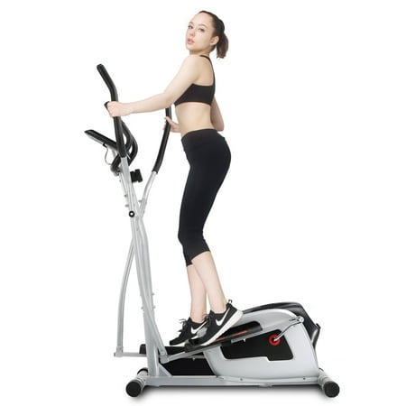 CYRASTAL Magnetic Elliptical Machine Smooth Quiet Driven Elliptical Trainer w/ Adjustable Air Resistance System Cardio Fitness Home Gym Equipment Exercise Fitness Workout Machine w/ (Best Cardio Equipment For Small Spaces)