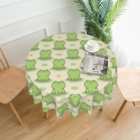 

Frog Print Tablecloth Round 60 Inch Table Cloth Cover Mat Holiday Party Decoration for Dining Room Home Kitchen Picnic
