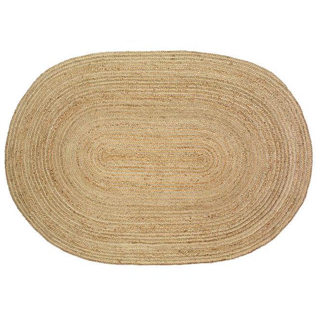 LR Resources NATUR12036NGY79OV 7 ft. 9 in. Natural Jute Oval Area Rug, Natural & Gray