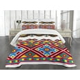 thumbnail image 3 of Ambesonne Ethnic Quilted Bedspread Set 3 Pcs, Retro Ukranian Ornament, King Size, Multicolor, 3 of 5
