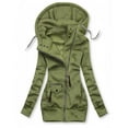 thumbnail image 2 of UJNDER Women's Solid Stitching Drawstring Hooded Slim Fashion Jacket Coat Outwear High Neck Zipper Jackets for Women Green M, 2 of 4