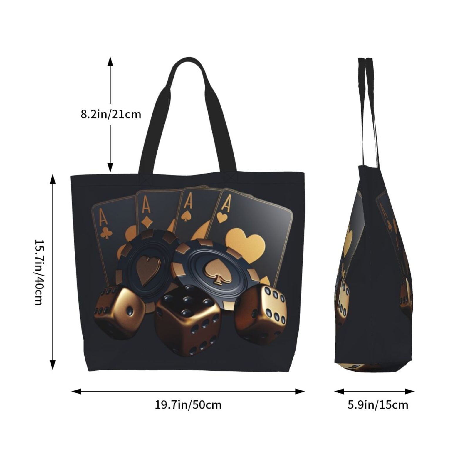 Horeoi Casino Cards Poker Pattern ​Minimalist Crossbody Bag for Women Scratch-Resistant Oxford Fabric Multi-Functional Carryall Office Travel Versatile