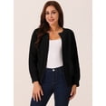 thumbnail image 3 of DARING DIVA Women's Open Front Knitted Casual Cardigan with Pockets M Black, 3 of 5
