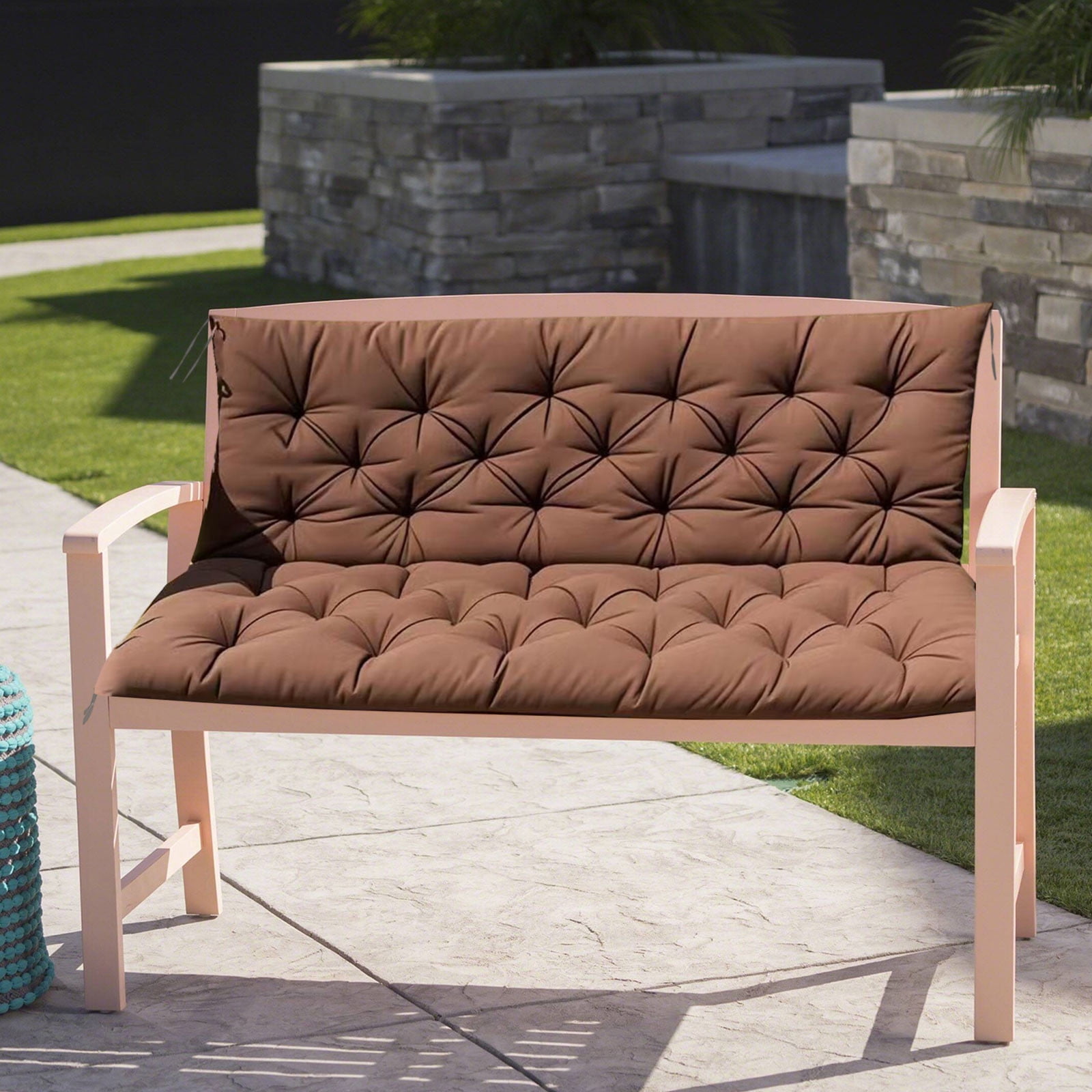 YOTQUSKI Outdoor Swing Cushions,Waterproof Swing Cushions 3 Seater Replacement with Backrest,Outdoor Thickened Bench Cushion with Ties for Porch,Patio,Backyard,Garden and Lawn