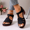 thumbnail image 2 of Rokment Orthopedic High Heels Dressy Sandals for Women Ladies 2026 Fashionable Casual Leather Platform Arch Support Chunky Block Pumps Dress Sandals Summer Black Size 6.5, 2 of 6