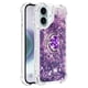 thumbnail image 2 of Funda para iPhone 16 Plus con Brillo Líquido Flotante, Purpurina, Parachoques y Anillo Giratorio Soporte, 2 of 5