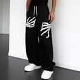 thumbnail image 2 of Mens Y2K Gothic Printed Sweatpants Drawstring Jogger Pants Loose Fit Streetwear Trousers With Dark Graphic Design For Casual Daily, 2 of 4