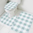 thumbnail image 3 of Aqua Plaid Bath Mat 3 Piece Bathroom Rug Set, Spring Summer Farmhouse Buffalo Checkered Non Slip Bath Rug Contour Mat and Toilet Lid Cover, Absorbent Shower Mats Soft Bath Rugs and Mats Sets, 3 of 8