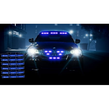 Service Lead - Zone Tech Bright Blue 54x LED Emergency Service Vehicle Deck Grill Warning Light - 1 set