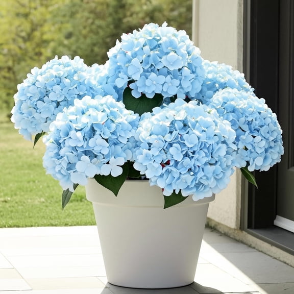 6 Bundles Hydrangea Artificial Flowers for Outdoors, Bulk 30 Heads, UV Resistant Faux Hydrangea Flowers for Garden, Porch, Yard, Window Box & Outdoor Wedding Decoration