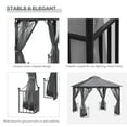 thumbnail image 4 of Outsunny 10' x 10' Patio Gazebo, Double Roof Outdoor Gazebo Canopy Shelter with Netting, Steel Corner Frame for Garden, Lawn, Backyard and Deck, Dark Gray, 4 of 9