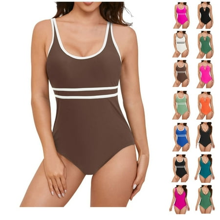 Women s One Piece Swimsuit Color Block Thletic Swimsuit Sports Tummy Control Adjustable Shoulder Straps Bathing Suits Adjustable Shoulder Straps O Neck Swimwear Black S-XXL