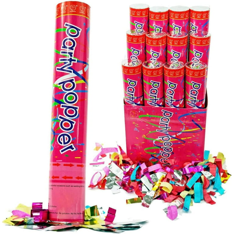 Party Poppers [12 Pack] 12 Inch Confetti Cannons  Multicolor Confetti  Poppers for Wedding Celebration, Birthday Party, Pranks, Graduation,  Christmas Eve and New Year Celebration 