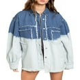 thumbnail image 3 of Veste en Denim Effiloché Surdimensionnée pour Femmes Caitzr, Veste en Jean Décontractée Style Boyfriend, 3 of 7