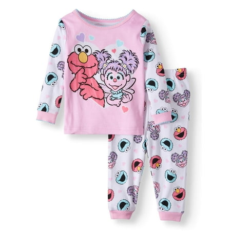 Sesame Street Cotton Tight Fit Pajamas, 2-piece Set (Baby Girls)