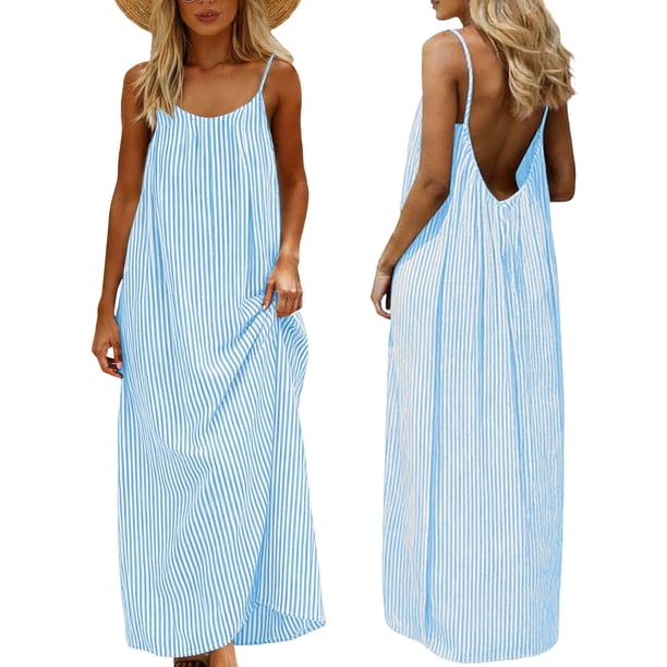Una Línea Vestidos de Verano para las Mujeres 2025 sin Mangas Cami Espagueti Correa Vestidos para las Mujeres Vestido de Sol Largo Flujo
