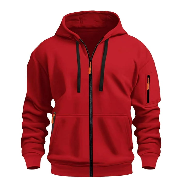 Heren Hoodies Cardigan Zip Up Hoody Sweatshirt Patchwork Lange Mouw Fleece Jas Losse Fit Werk Hoodies Winter Warme Capuchon Top met Zakken Casual