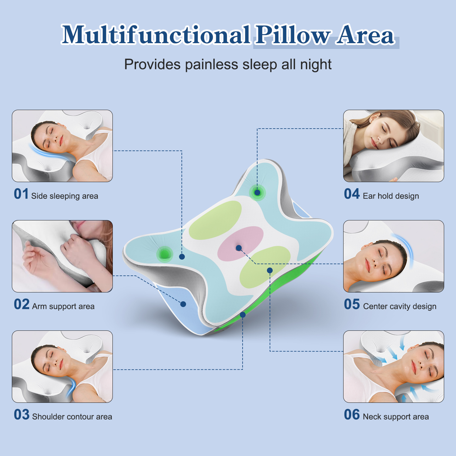Moonorah Cervical Contour Pillow, Gray photo 4