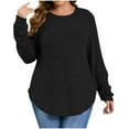thumbnail image 4 of SEAOPEN Plus Size Tops for Women Tunic Shirts Long Sleeve Crewneck Casual Sweaters Pullover Loose Fit Black,3XL, 4 of 6
