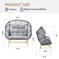 thumbnail image 5 of PARKWELL Wicker 2 Person Glider Egg Chair,Outdoor Patio Lounge Rocking Loveseat for Living Room,550 LBS Capacity,Dark Gray Wicker and Light Gray Cushion, 5 of 11