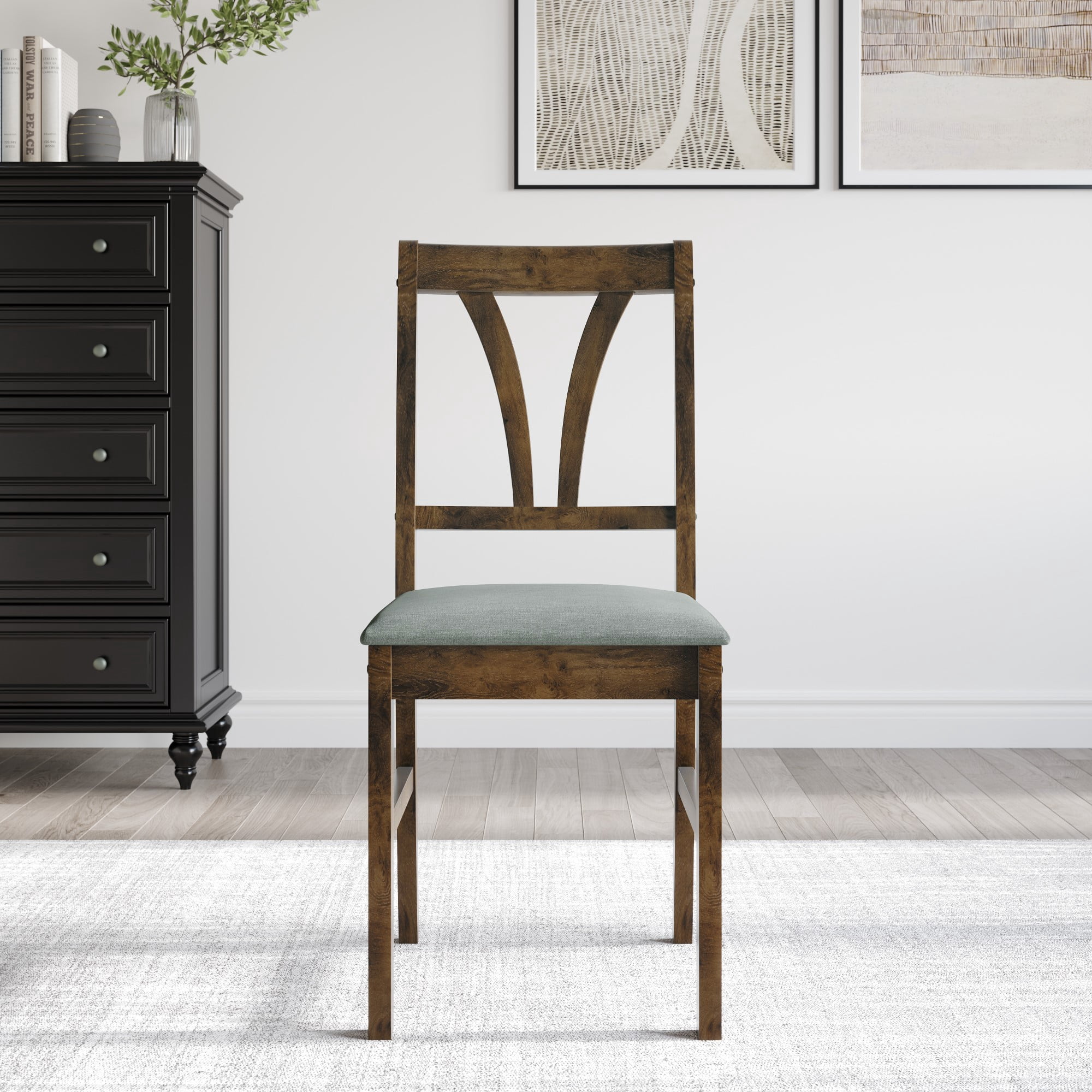 Home Design Dothan 4-Piece Counter Height Dining Chair Set with Padded Seats, Slat-Back Design, Sturdy Wood Frame, Modern Style, Brown