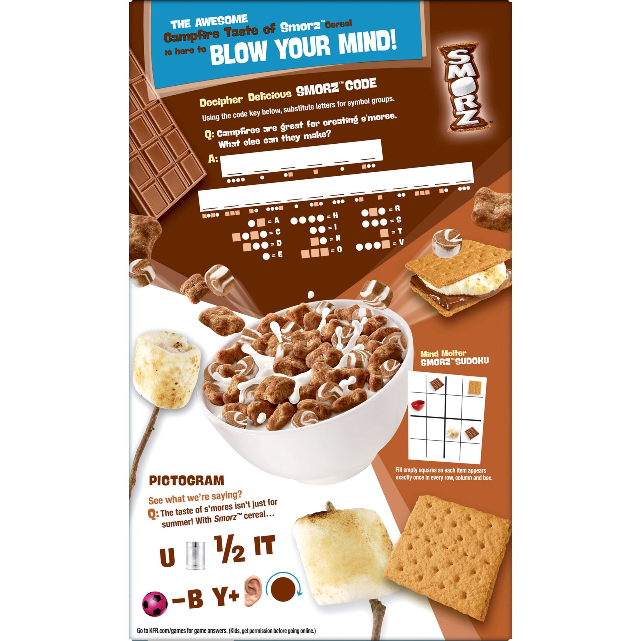 Kellogg's Smorz Breakfast Cereal, 8 Vitamins and Minerals, Kids Snacks, Family Size, Original, 13.4oz Box (1 Box)