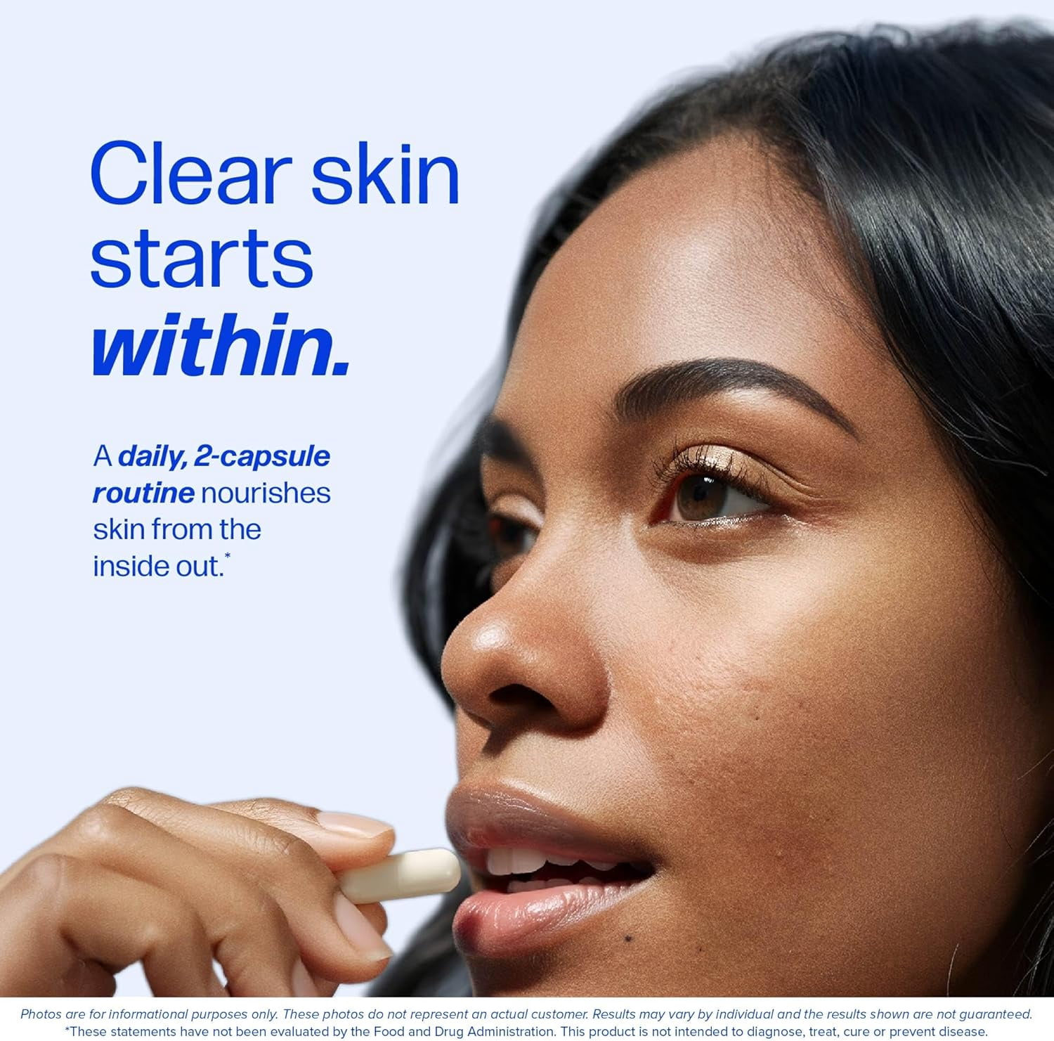 Clear Skin Supplement with Zinc, DIM & Probiotics, 3-in-1 Formula with Hyaluronic Acid, Niacinamide & Vitamins, Dietary Supplement, 120 Capsules