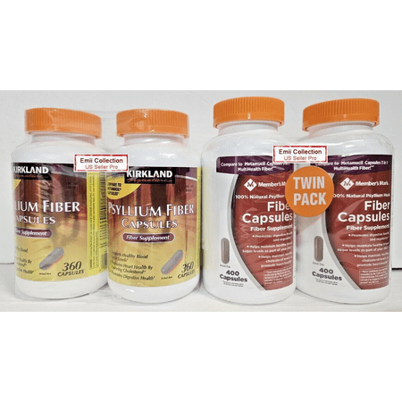 Kirkland Signature and MSM Psyllium Fiber Capsules (4 BOTTLES)
