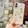 thumbnail image 7 of for iPhone 16e (2025) Clear Case with Pressed Real Flower, Cute Glitter Bling Flower Pattern Slim Soft TPU Shockproof Protective for Women Girls Phone Cover for iPhone 16e 6.1 inch (White), 7 of 7