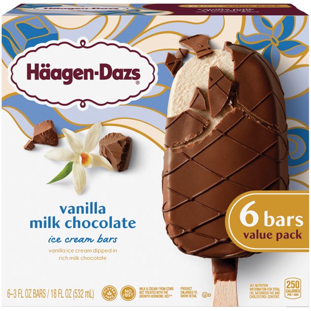 HAAGENDAZS Vanilla Milk Chocolate Ice Cream Bars 6 ct Box Walmart