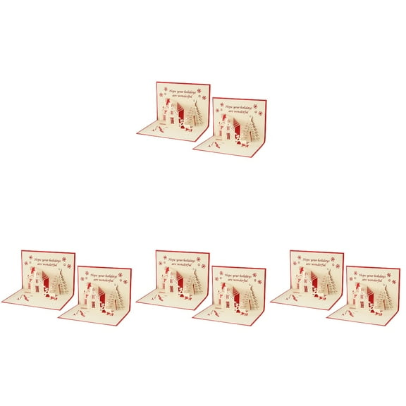 Masteelf 8 pcs Christmas Cards 3D Hollow Christmas Greeting Card Blessing Cards Gift Cards