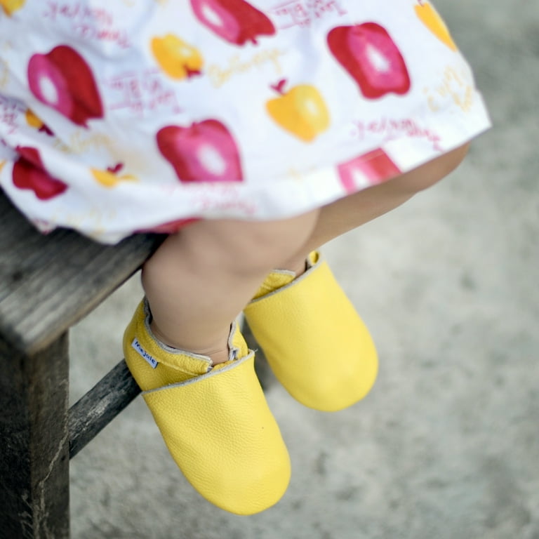 Mejale Baby Boy Girl Shoes Slippers Soft Soled Leather Moccasins Anti Skid Infant Toddler Prewalker 0 6 Months US 2 3C Infant Yellow