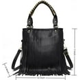 thumbnail image 5 of Casual Rivets Fringed Shoulder Handbag for Women,Soft Vegan Leather Hippie Crossbody Purse Bag Hobo Bag, 5 of 6